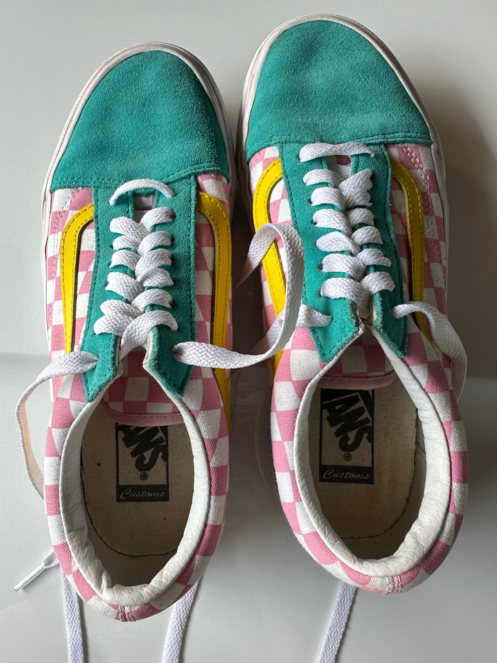 LIKE NEW Custom colors Vans Old Skool canvas suede toe checker W 8.0 M 6.5